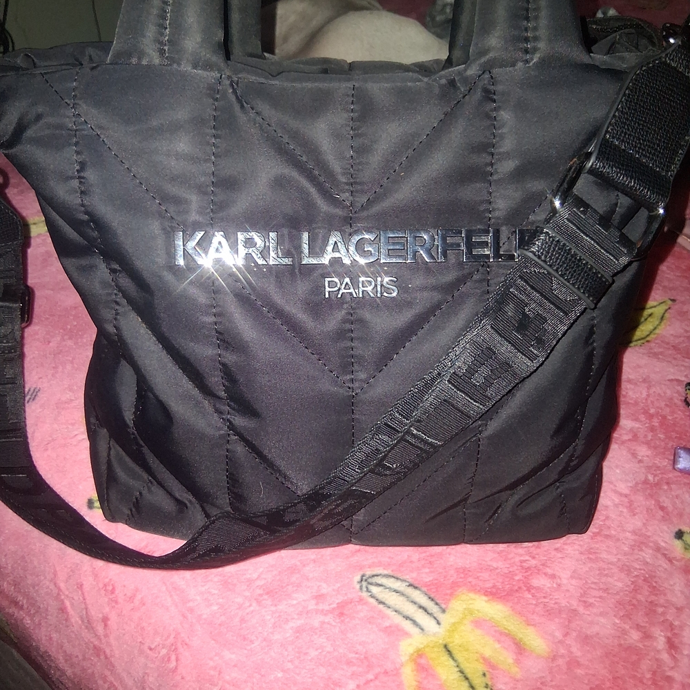 Karl Lagerfeld Black Quilted Messenger Bag